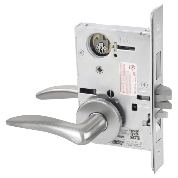 Apartment or Dormitory Mortise Lock, DS Lever, A Rose, Satin Chrome